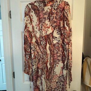 Free People All Dolled Up Printed Long Sleeve Dress – XL